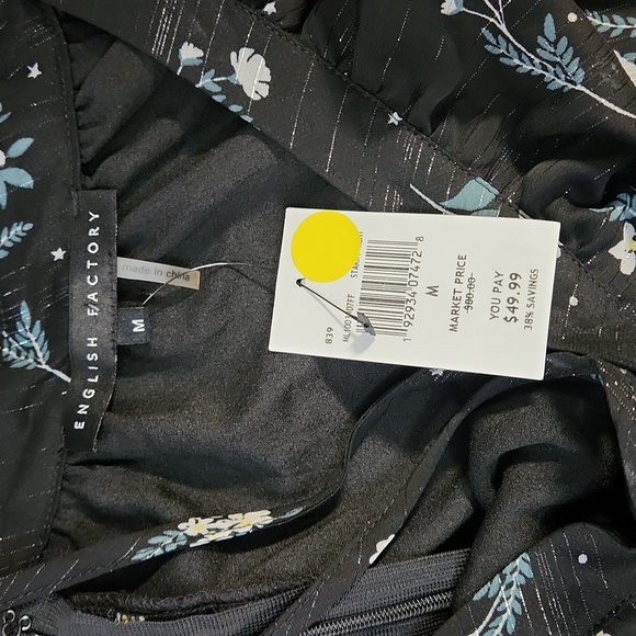 New English Factory Starry Night Print Cold Shoulder Mini Dress Size Med - Picture 11 of 11